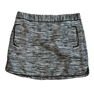 AX Armani Exchange Women's Black White Striped Distressed Tweed Mini Skirt Sz 10